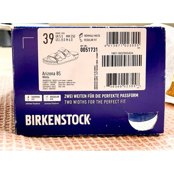 Birkenstock NWT White Arizona Sandals | Size 39 - Picture 4 of 6